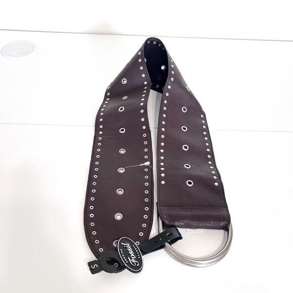 Fossil Boho Oversized Leather Womens Belt Size S Brown Grommets Hippie Western - Picture 2 of 6